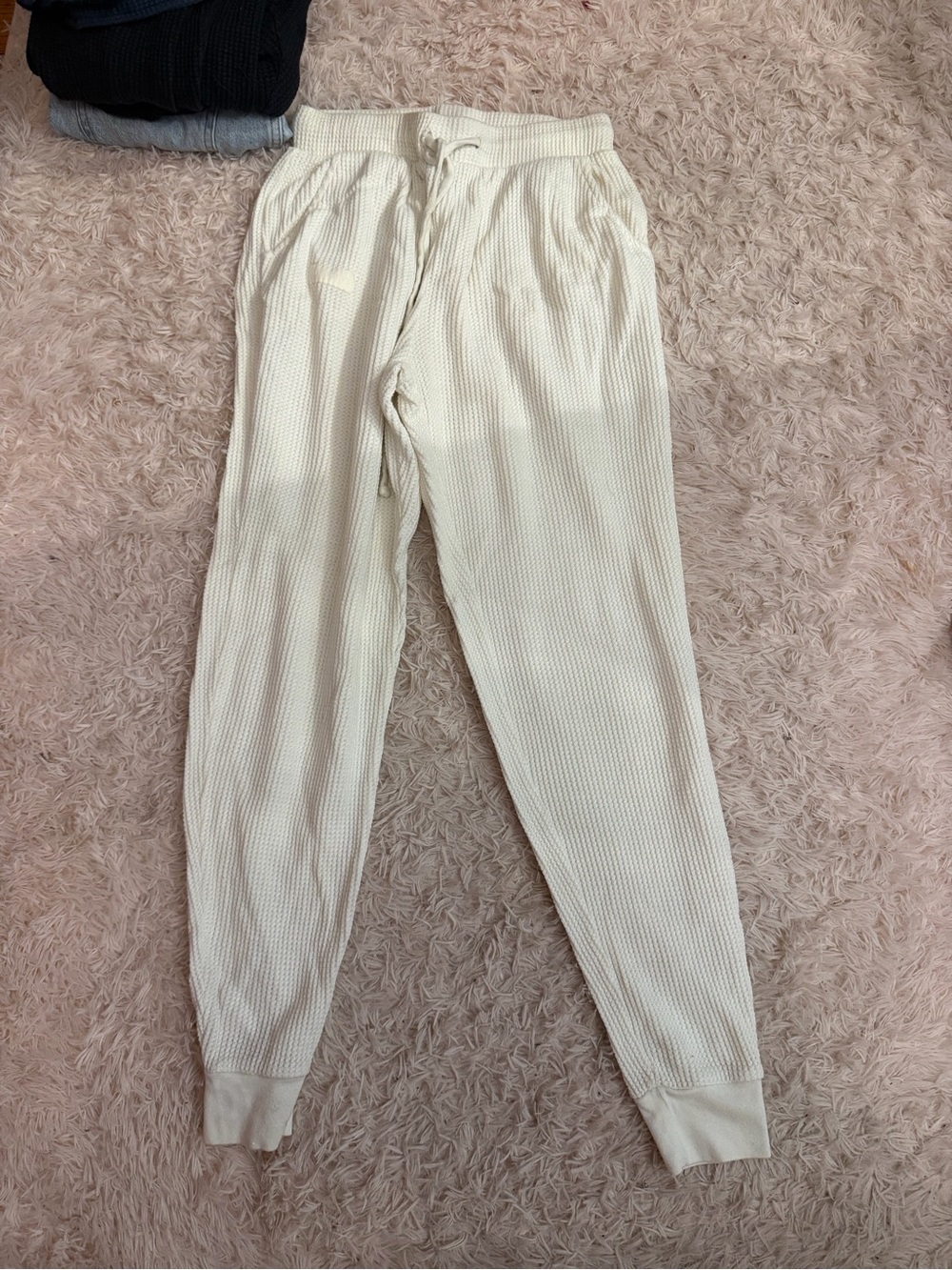 💕 white Set Active waffle joggers